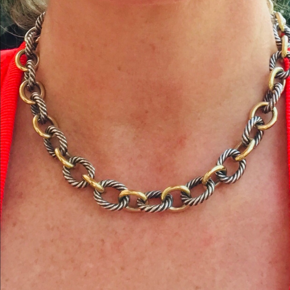 David Yurman SS/SOLID 18k Gold oval link necklace.